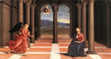  Annunciation Art - The Annunciation Oddi altar predella Renaissance master Raphael